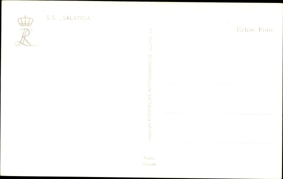 Ansichtkaart SS Salatiga, Koninklijke Rotterdamsche Lloyd, luchtfoto
