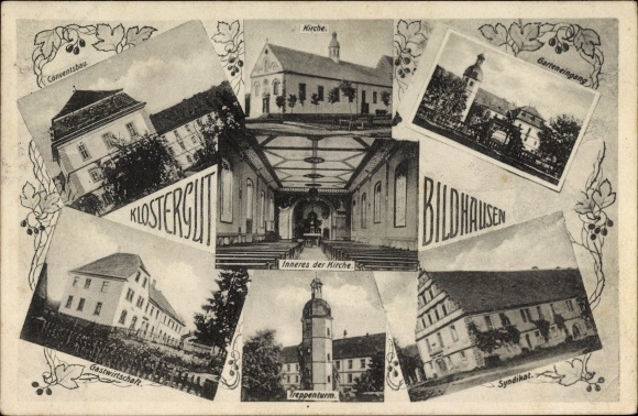 PC Münnerstadt in Lower Franconia Bavaria, monastery estate Bildhausen, church, stair tower, syndicate