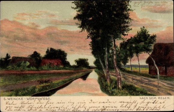 Artist PC Wencke, Sophie, Worpswede, after the rain, landscape, river section