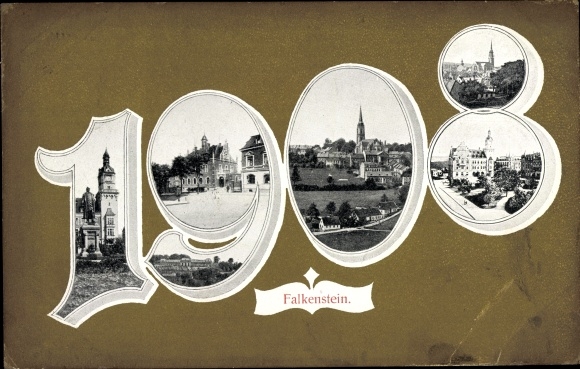 Jahreszahl Ak Falkenstein im Vogtland, Teilansichten, 1908