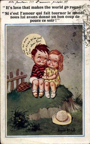 Artist Postcard McGill, Donald, Lovers in the Moonlight