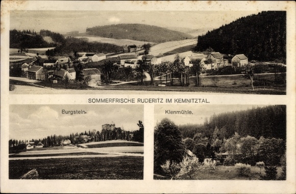 PC Ruderitz Weischnitz in the Vogtland, total view, Burgstein, Klenmühle