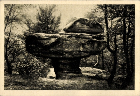 Sammelbild Die deutsche Saar Nr. 84, Sandsteinfelsen auf dem Stiefel bei St. Ingbert