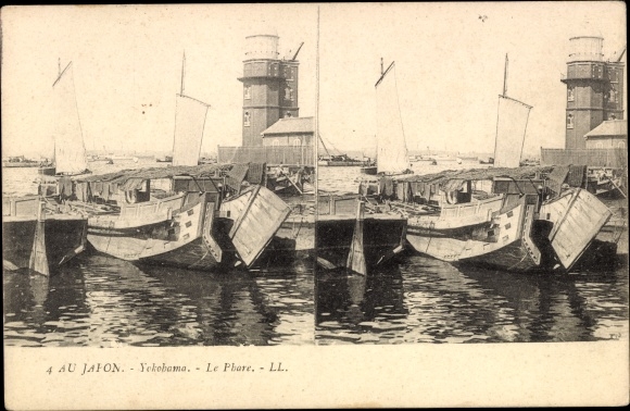 Stereo Postcard Yokohama Präf Kanagawa Japan, Le Phare