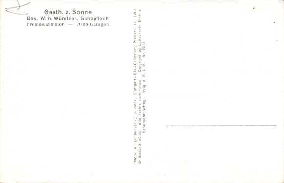 Postcard Schopfloch in the Black Forest, aerial photograph, Gasthof zum Adler