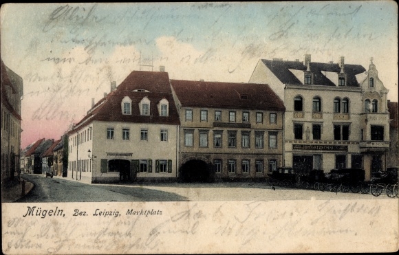 Postcard Mügeln in Saxony, market square