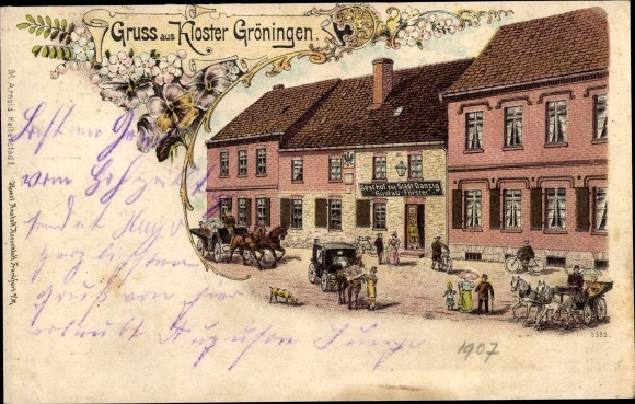 Gröningen Chromo-Litho in Saxony-Anhalt, Gröningen Monastery, inn for the city of Danzig