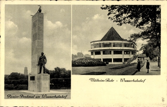 Postcard Mülheim an der Ruhr, Pioneer Monument, Water Station