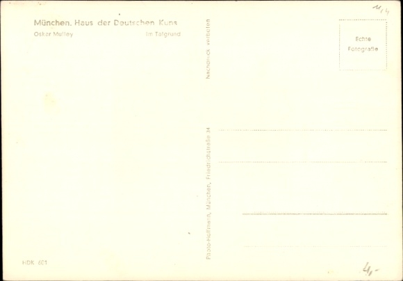 Artist Postcard Mulley, Oskar, HDK 601, In the valley floor, building with rock face