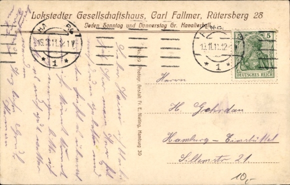 PC Hamburg Eimsbüttel Lokstedt, Lokstedter Gesellschaftshaus, Rütersberg 28
