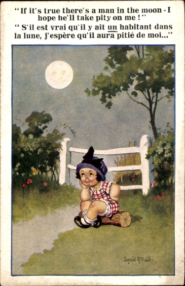 Artist Postcard McGill, Donald, Dreamy Girl, Moon