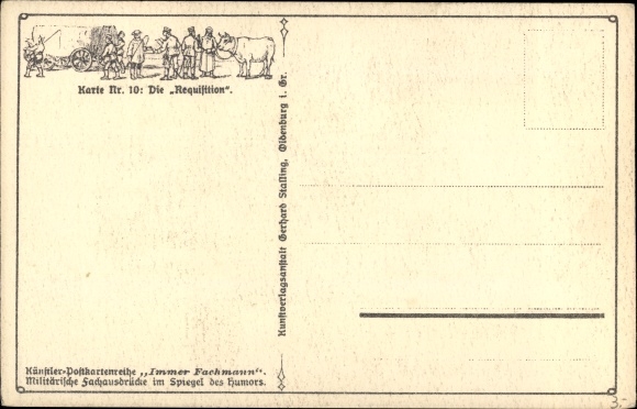 Artist Postcard The Requisition, soldiers with women in front of the tavern, kiss, always professional, I. WK