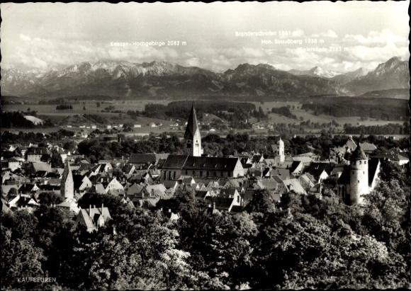 KP Kaufbeuren na Wertach w Szwabii, widok na góry, wysokie góry Kesten, Branderschrofen, Hoh. S