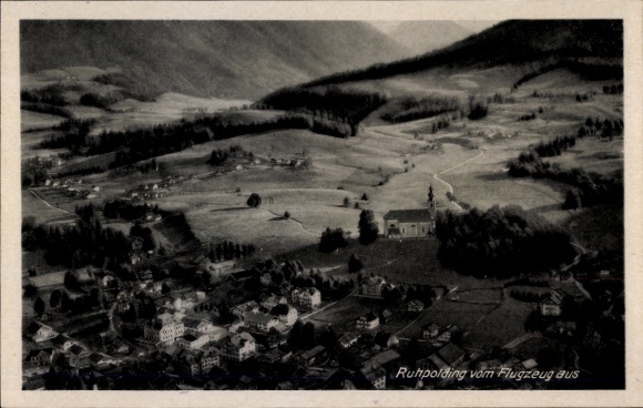 Postcard Ruhpolding in Upper Bavaria, aerial photograph