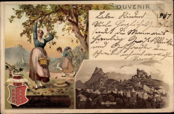 Litho Sion Sitten Kt. Wallis, Reklame, Cacao Suchard, Stadtansicht