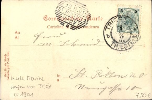 Postcard Trieste Friuli Venezia Giulia, Il Porto, Hafen, KuK Marine, Österreichischer Lloyd