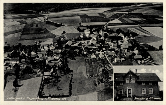 Postcard Pettendorf in the Upper Palatinate, aerial photograph, Straimer estate