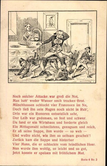 17 old artist poem PC Baron von Münchhausen, various motifs