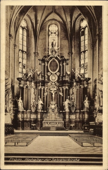 Postcard Prüm in the Eifel, high altar of the Salvator Church