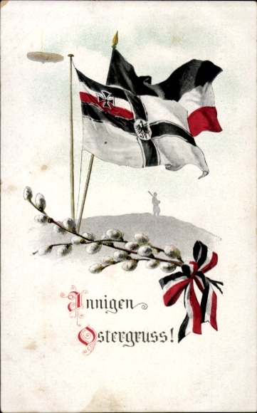 Ak Innigen Ostergruß, Reichsflagge