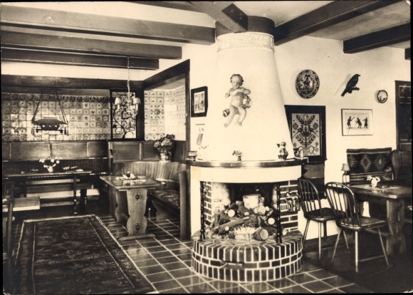 PC Wiesmoor in Ostfriesland, blue pheasant, interior, fireplace