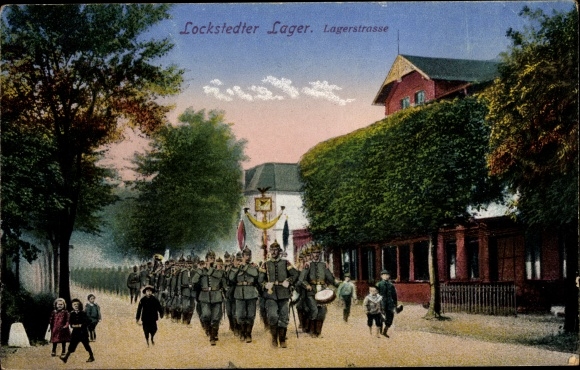 PC Lockstedt in Holstein, Lockstedt camp, camp road, marching soldiers