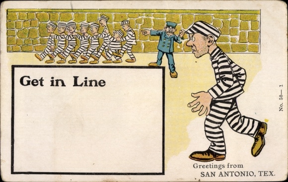 Ak San Antonio Texas USA, Get in Line, Prisoners, Striped Clothing