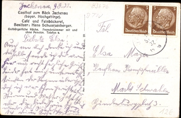 Postcard Jachenau in Upper Bavaria, Gasthof zum Bäck