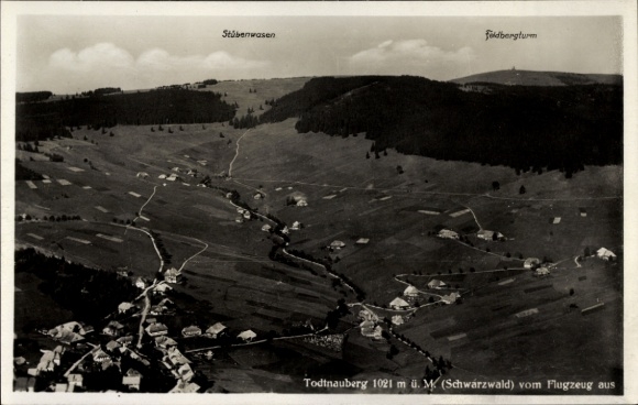 Postcard Todtnauberg Todtnau in the Black Forest, aerial view of Stübenwasen, Feldberg Tower
