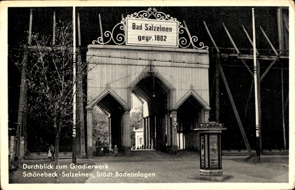 Postcard Salzelmen Schönebeck on the Elbe, graduation tower