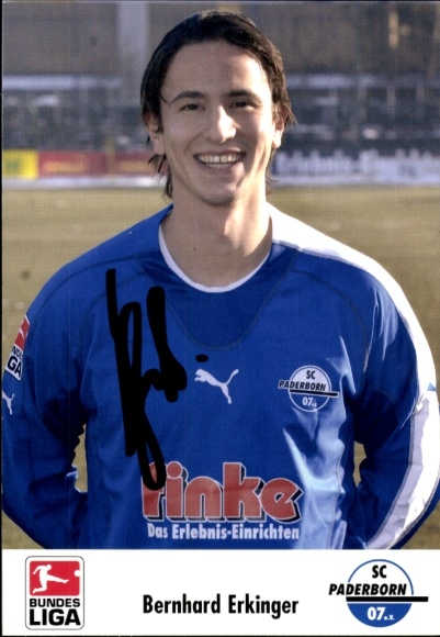 Autograph card footballer Bernhard Erkinger, SC Paderborn 07, autograph