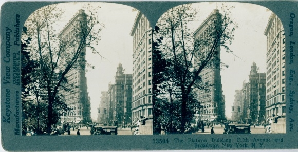 Stereo Photo New York City USA, Flatiron Building, Fifth Avenue and Broadway