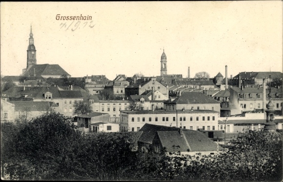Ak Grossenhain in Sachsen, uitzicht op de stad, kerk