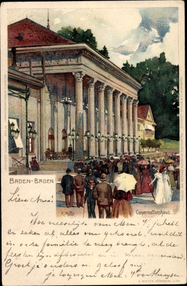 Artist Chromo-Litho mother, K., Baden Baden am Schwarzwald, conversation house