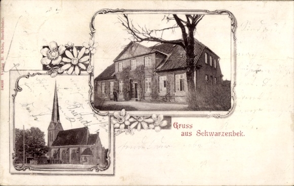passe-partout Ak Schwarzenbek in Lauenburg, kerk, woongebouw