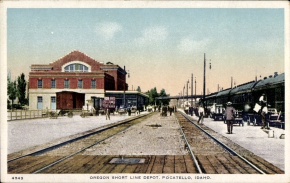 Ansichtkaart Pocatello Idaho VS, Oregon depot voor korte afstanden