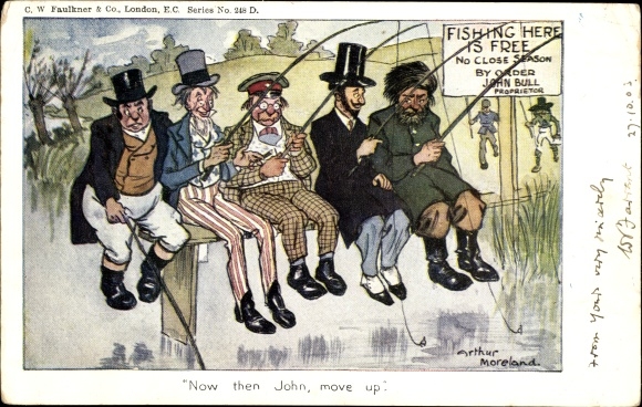 Artist Postcard Moreland, Arthur, Now then John, move up, John Bull