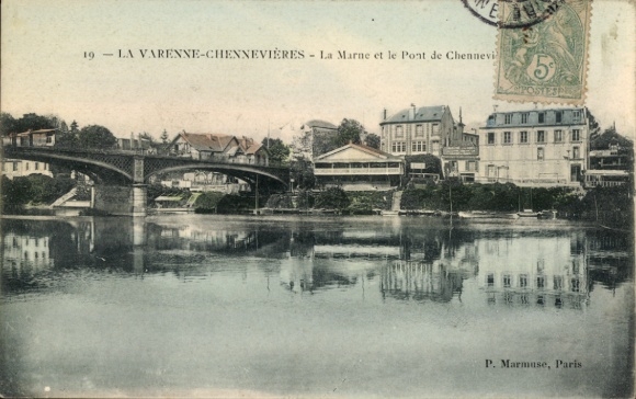 Ak La Varenne Chennevières Saint-Maur-des-Fossés Val de Marne, Marne, Brücke