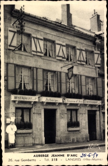 KP Langres Haute Marne, Restauracja Auberge Jeanne d'Arc, 26 rue Gambetta, Hte-Marne, telefon 318