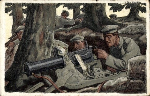 Artist Postcard Georgi, W., Soldiers in the Vosges, MG, Bahlsen Biscuit Factory Hannover