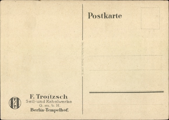 Artist Postcard Lüdke, E., Berlin Tempelhof, rope and cable works F. Troitzsch, Gordian knot