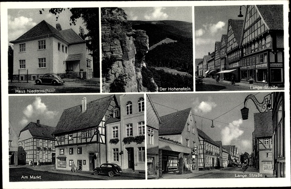 Postcard Hessisch Oldendorf on the Weser, market, long street, house Lower Saxony, Hohenstein