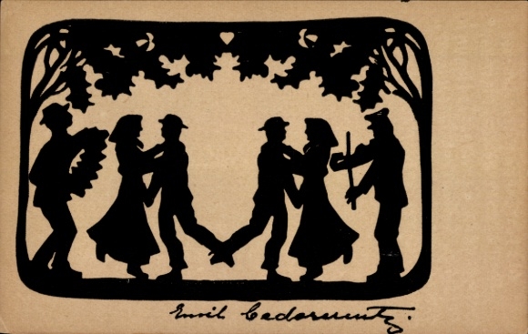 Paper cutting couples dancing, Finland