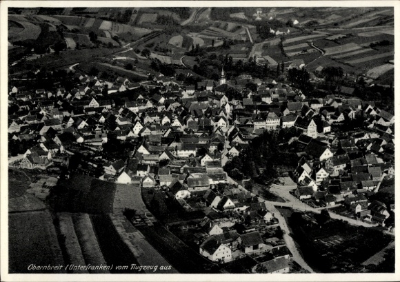 Postcard Obernbreit in Lower Franconia, aerial photograph