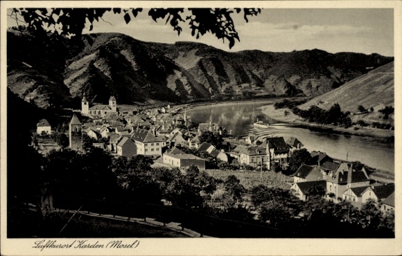 Ak Karden an der Mosel, Luftkurort  Flussansicht, Berge im Hintergrund