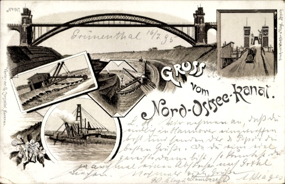 Voorloper litho Grünental Beldorf in Sleeswijk-Holstein, Kanaal van Kiel