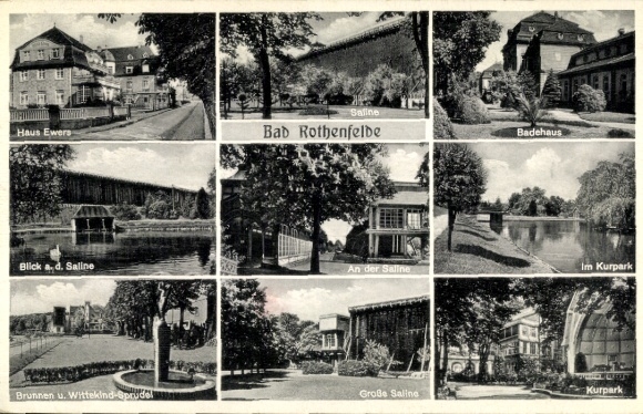 Ak Bad Rothenfelde am Teutoburger Wald, Haus Ewers, Saline, Badehaus, Blick a. d. Saline, An d...