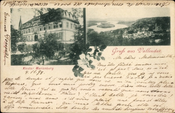 KP Vallendar am Rhein, Klasztor Marienburg, z 1898 r., Pozdrowienia z Vallendar