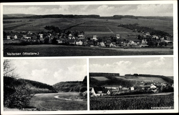 Ansichtkaart Neitersen in het Westerwald, Kahlhardterkopf, Birnbachtal, totaaloverzicht