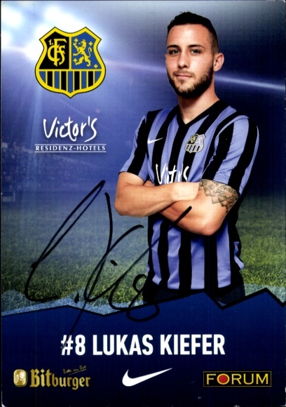 Autograph card footballer Lukas Kiefer, 1. FC Saarbrücken, autograph